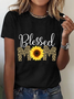 Lässig Textbriefe Rundhals Kurzarm T-Shirt