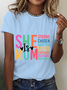 Lässig Textbriefe Rundhals Kurzarm T-Shirt