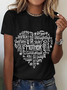 Lässig Textbriefe Rundhals Kurzarm T-Shirt