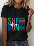 Lässig Textbriefe Rundhals Kurzarm T-Shirt