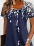 Damen Geblümt Rundhals Kurzarm Bequem Lässig Print Minikleid