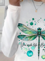 Lässig Textbriefe Rundhals Langarm T-Shirt