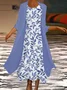 Damen Geblümt Print Zweiteiliges Set Täglich Dreiviertelärmel Lässig Frühling/Herbst Kleid mit Mantel Matching Set