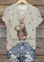 Lässig Tier V-Ausschnitt Kurzarm T-Shirt
