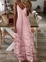 Damen Verlaufsmuster V-Ausschnitt Gallus Bequem Retro Maxikleid