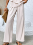 Damen Unifarben Rundhals Ärmellos Bequem Lässig Bluse mit Hose Zweiteiliges Set