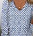 Lässig Ethnisch Geometrie V-Ausschnitt Langarm T-Shirt