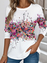 Retro 3d Drucken Rundhals Langarm T-Shirt