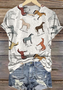 Lässig Tier Rundhals Kurzarm T-Shirt