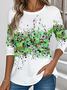 Retro 3d Drucken Rundhals Langarm T-Shirt