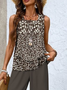 Damen Geblümt Rundhals Ärmellos Bequem Lässig Print Bluse mit Hose Zweiteiliges Set
