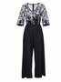 Damen Halbarm V-Ausschnitt Weit Knöchelhose Täglich Retro Verlaufsmuster Normal T-Shirt Jumpsuit