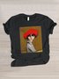 Lässig Malerei Rundhals Kurzarm T-Shirt