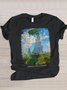 Lässig Malerei Rundhals Kurzarm T-Shirt