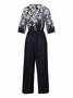 Damen Halbarm V-Ausschnitt Weit Knöchelhose Täglich Retro Verlaufsmuster Normal T-Shirt Jumpsuit