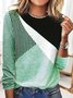 Lässig Gestreift Rundhals Langarm T-Shirt