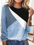Lässig Gestreift Rundhals Langarm T-Shirt
