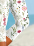 Lässig Geblümt Caprihosen Elastische Taille Print Hose