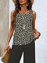 Damen Geblümt Rundhals Ärmellos Bequem Lässig Print Bluse mit Hose Zweiteiliges Set