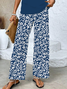 Damen Geblümt Rundhals Ärmellos Bequem Lässig Print Bluse mit Hose Zweiteiliges Set