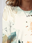 Lässig Geblümt Rundhals Kurzarm T-Shirt