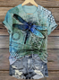 Lässig Tier Rundhals Kurzarm T-Shirt