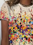 Lässig Farbblock Rundhals Kurzarm T-Shirt