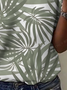Lässig Blätter Rundhals Kurzarm T-Shirt