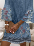 Damen Geblümt Sommer Print Kleid V-Ausschnitt Halbarm Klassisch H-Linie Kleid