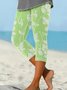 Lässig Geblümt Caprihosen Elastische Taille Print Hose