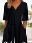 Damen Halbarm V-Ausschnitt Regelmäßige Passform Knöchelhose Print Täglich Lässig Geblümt Normal Jumpsuit