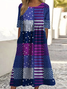 Damen Geometrisch Rundhals Kurzarm Bequem Lässig Maxikleid