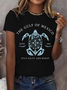 Lässig Textbriefe Rundhals Kurzarm T-Shirt