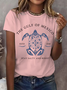 Lässig Textbriefe Rundhals Kurzarm T-Shirt