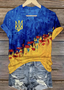 Lässig Geblümt V-Ausschnitt Kurzarm T-Shirt