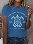 Lässig Textbriefe Rundhals Kurzarm T-Shirt
