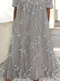 Damen Geblümt Sommer Print Kleid Rundhals Kurzarm Etuikleid H-Linie Kleid
