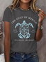 Lässig Textbriefe Rundhals Kurzarm T-Shirt