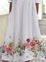 Damen Geblümt Sommer Print Kleid Rundhals Kurzarm Etuikleid H-Linie Kleid