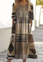 Damen Geometrisch Rundhals Kurzarm Bequem Lässig Maxikleid