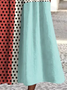Damen Farbblock Rundhals Kurzarm Bequem Lässig Maxikleid