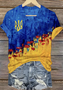 Lässig Geblümt V-Ausschnitt Kurzarm T-Shirt