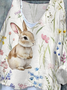 Retro OSTERN (Kaninchen) V-Ausschnitt Langarm T-Shirt