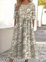 Damen Geblümt Rundhals Kurzarm Bequem Lässig Maxikleid
