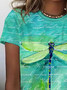 Lässig Libelle Rundhals Kurzarm T-Shirt