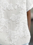 Schalkragen Kurzarm Geblümt Print Leicht Weit Bluse für Damen