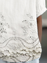 Schalkragen Kurzarm Geblümt Print Leicht Weit Bluse für Damen