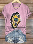 Lässig Schmetterling V-Ausschnitt Kurzarm T-Shirt