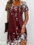 Damen Geblümt Rundhals Kurzarm Bequem Lässig Print Minikleid