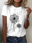 Lässig Geblümt Rundhals Kurzarm T-Shirt